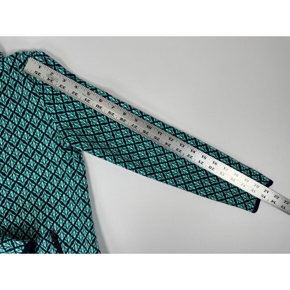 T by Talbots Petite Womens Long Sleeve Half Zip Pullover Navy Teal Geometric - Picture 10 of 11